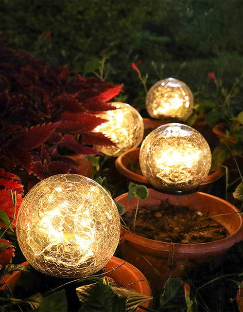 Load image into Gallery viewer, 2Pcs Solar Lights Outdoor Garden Decor Cracked Glass Ball Warm Lights
