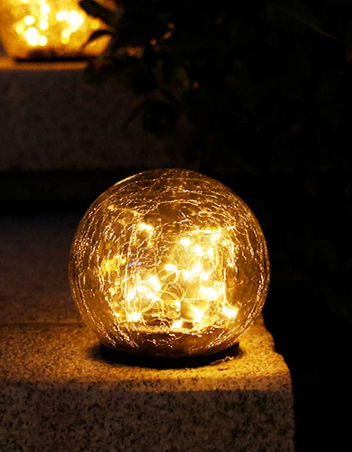 Load image into Gallery viewer, 2Pcs Solar Lights Outdoor Garden Decor Cracked Glass Ball Warm Lights
