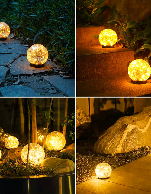 Load image into Gallery viewer, 2Pcs Solar Lights Outdoor Garden Decor Cracked Glass Ball Warm Lights
