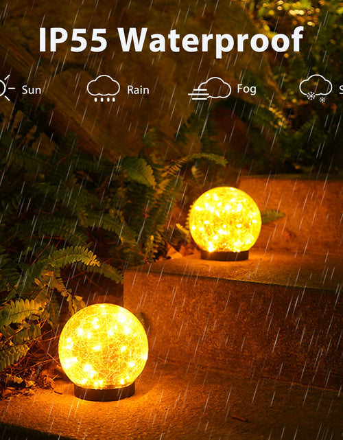 Load image into Gallery viewer, 2Pcs Solar Lights Outdoor Garden Decor Cracked Glass Ball Warm Lights
