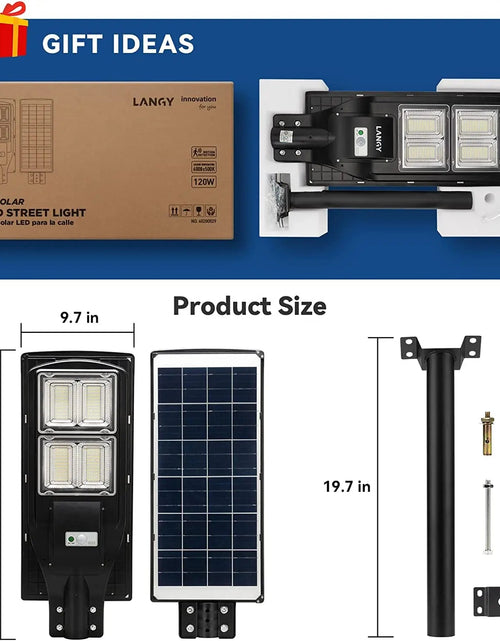 Load image into Gallery viewer, LANGY 120 W solar street lights 12000 lumens
